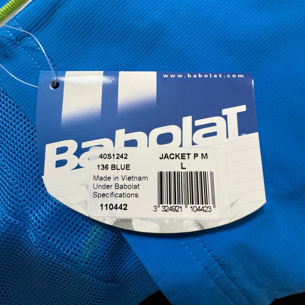 Babolat Men's Blue and White Windbreaker Jacket B43 - Picture 6 of 9